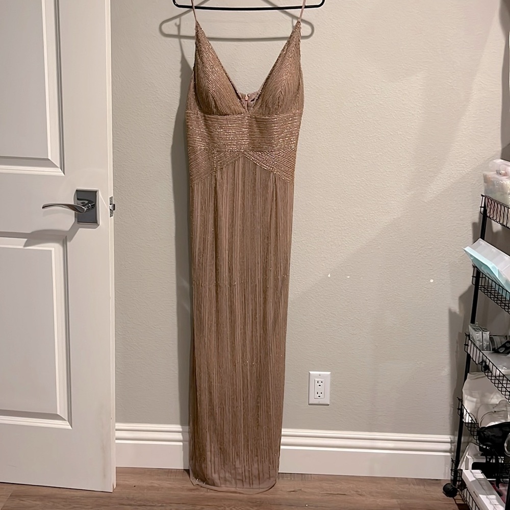 Adrianna Papell Rose Gold Evening Gown